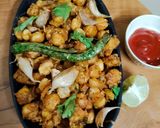 A picture of step 7 of Chana koliwada.