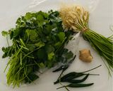 A picture of step 2 of Green Dahi Tikhari.