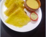 A picture of step 6 of Tavsole (cucumber dosa) and Naral ras (coconut milk sweet).