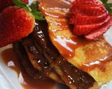 Pas rețetă Pancakes - clătite pufoase - cu nuttela și sirop de caramel 5 fotografie