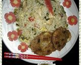 A picture of step 9 of Chicken fried rice with shami kabab.
