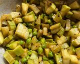 A picture of step 2 of Lauki and green chana Bhaji.