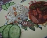 A picture of step 10 of Chicken Manchurian with egg fried rice.