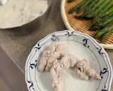 A picture of step 3 of Sweetbreads with Madeira sauce, spring onions.