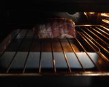 A picture of step 6 of Roasted Veal Loin with Flavored Coarse Salt, Blueberry Sauce, and Zucchini Fritters.