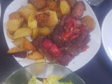 Ojo de Bife con Papas y Batatas !