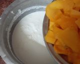 A picture of step 2 of Aam ka Ras/ Amrus with poriyan.