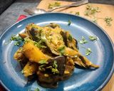 A picture of step 8 of Aloo Baingan.