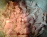 A picture of step 5 of Onion barbecue pork with homemade coleslaw and sweet potatoes.