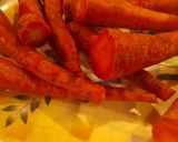 A picture of step 1 of Gajar ka halwa with peels.