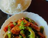 A picture of step 4 of Paneer veggies stir-fry in teriyaki sauce.
