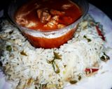 A picture of step 8 of Fried Rice with shashlik.