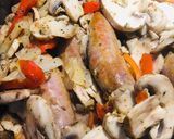 A picture of step 5 of Sausage, Peppers, Onions and Mushrooms.