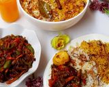 A picture of step 5 of Biryani rice and beef curry sauce.