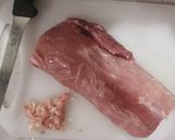 Foto del paso 1 de la receta: Lomo de cerdo sellado y relleno con arroz a la jardinera
