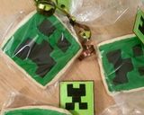 A picture of step 11 of Minecraft cookies with handmade treat tags.