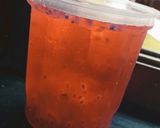A picture of step 4 of Rooh afza drink with chia seeds.