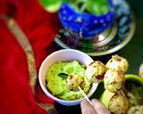 A picture of step 3 of Sabudana vada lollipops.
