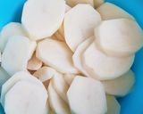 A picture of step 1 of Salty and chilli sliced potatoes#mashujaarecipe.