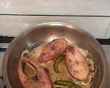 A picture of step 5 of Ilish er Nonibahar (Ilish Maach / Hilsha fish cooked in fresh cream).