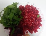 A picture of step 1 of Pomegranate beetroot spinach juice.