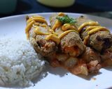 Foto del paso 6 de la receta: Chayotas en crema con rollitos de pan y salchicha