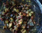 A picture of step 1 of Bhindi garlic kadhi.
