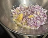A picture of step 1 of Brinjal and Capsicum Masala.