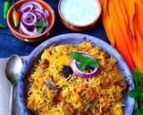 A picture of step 7 of Hyderabadi Soya Biryani.