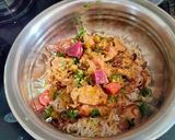 A picture of step 6 of Satrangi layered veg Biryani.