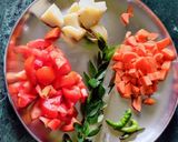 A picture of step 1 of Sooji/Semolina Potato, Tomato, Carrot Upma(no onion garlic).