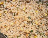A picture of step 4 of CHILLI CHICKEN and VEG FRIED RICE.