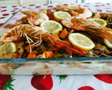 Foto del paso 5 de la receta: Espaguetis con verduras y gambones (horno)
