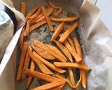 A picture of step 4 of Tomato & Mustard Sticky Chicken with Sweet Potato Fries & Veg.