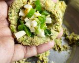 A picture of step 6 of 3 in 1 savoury cone.