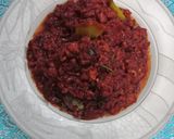 A picture of step 4 of Beetroot qeema Chuqandar qeema.