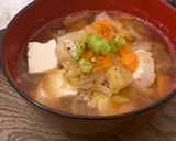 A picture of step 7 of Japanese Tonjiru (Non-halal).