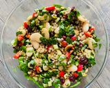 A picture of step 5 of Mediterranean giant couscous salad.