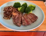 A picture of step 4 of Pan fried Steak and Balsamic Onions.