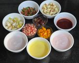 A picture of step 1 of Fruity dahi poori with flavored Greek dahi & plum chutney.