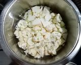 A picture of step 1 of Cream of Cauliflower Soup.