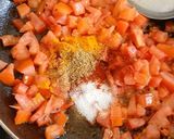 A picture of step 3 of Varat special, poory bhaji, chattny, makhany ki kher.