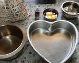 A picture of step 1 of Heart shape red velvet cake.
