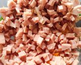 A picture of step 2 of Luncheon Meat and Egg.