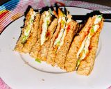 A picture of step 2 of Carrot, capsicum with egg,cheese sandwich.