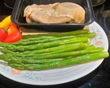 A picture of step 1 of Stir-Fried Pork Stomach with Asparagus and Sweet Peppers.