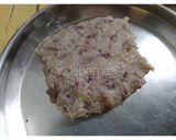 A picture of step 5 of Rose Burfi (without sugar).