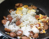 A picture of step 5 of Fried Rice with Egg and Chinese Sausage.