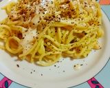 Foto del passaggio 16 della ricetta Spaghetti alla crema di fave con patate e fonduta di pecorino di Pienza