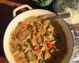 A picture of step 15 of Pork Medallions in a Mushroom and Sherry creamy sauce.